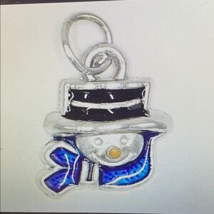2 Piece Set                Snowman Charm with Black Hat and Blue Scarf